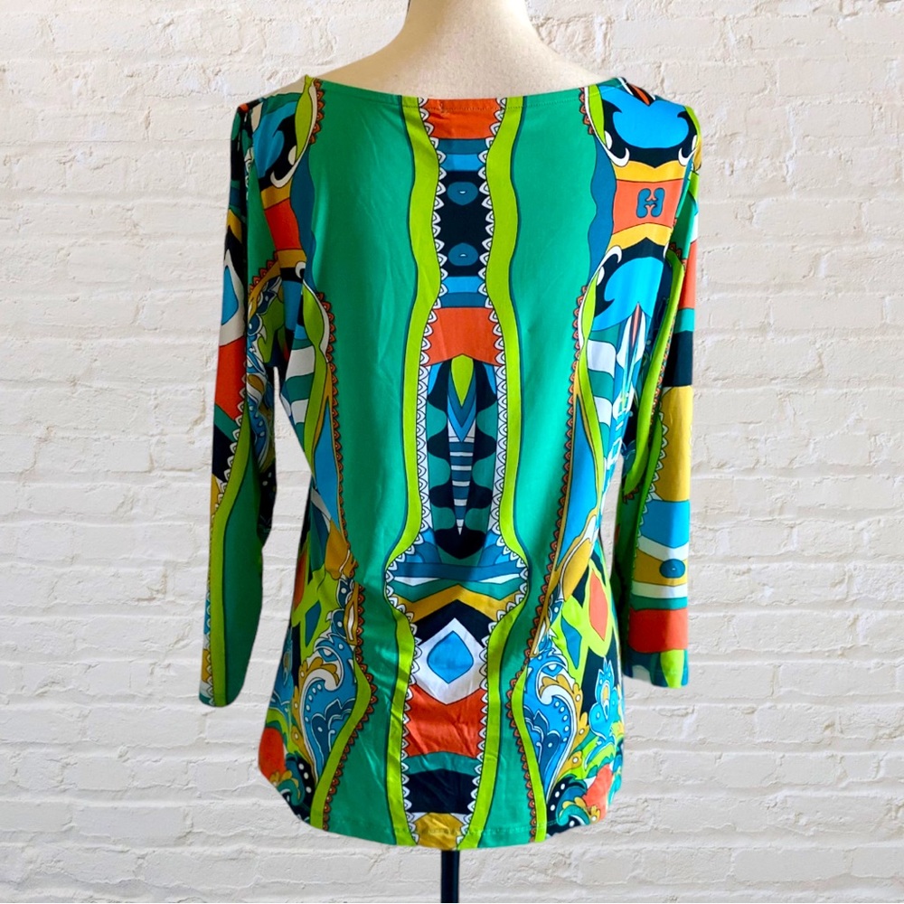 EROW COLORFUL PRINT 3/4 SLEEVE TOP - Picture 4 of 6